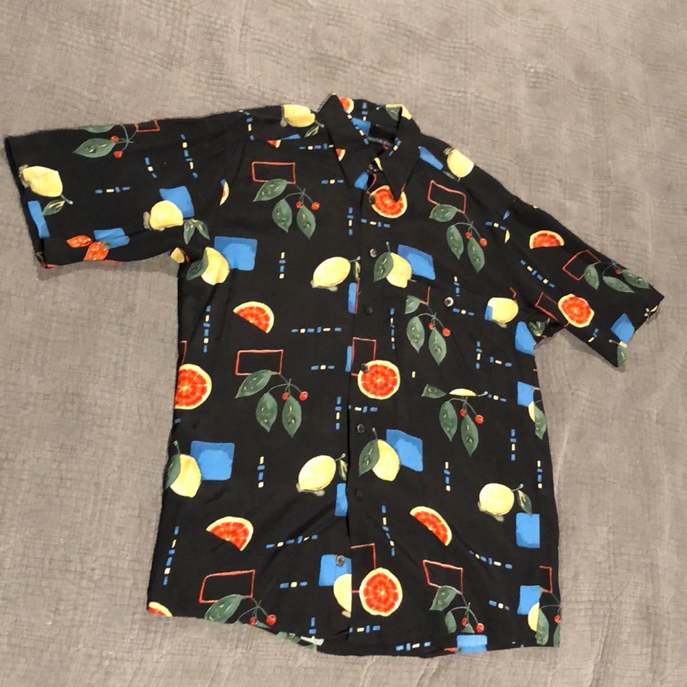 Casa Moda short sleeve button up black shirt